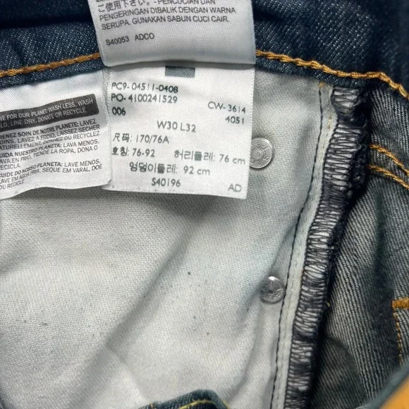 Levi's 511 Slim Fit Jeans Mens 30x32 Blue Fits 32x30 Dark Wash Stretch Denim - Picture 10 of 16